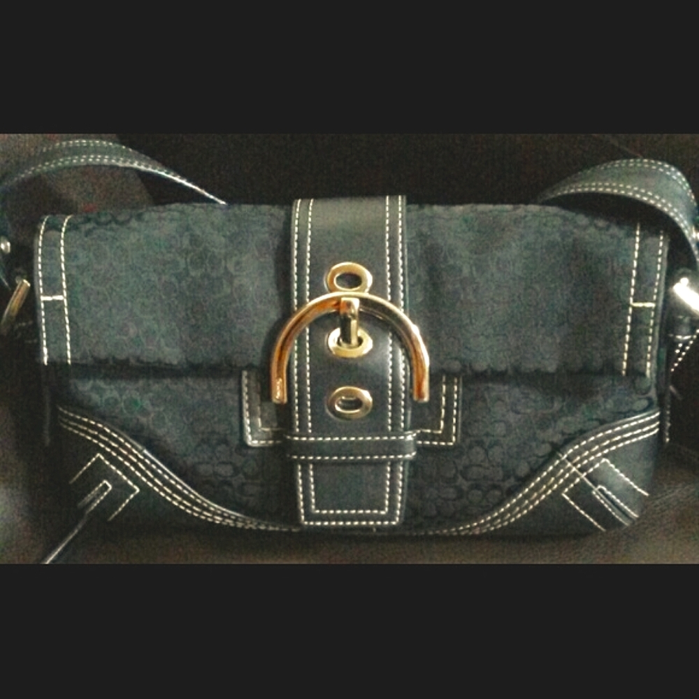 100% Authentic Black Coach Signature Baguette